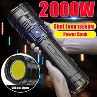 2000W 990000000LM Ultra Bright Torch Built-in 1500mah Flash Light Emergency Spotlights Long 15000M Most Powerful Led Flashlights