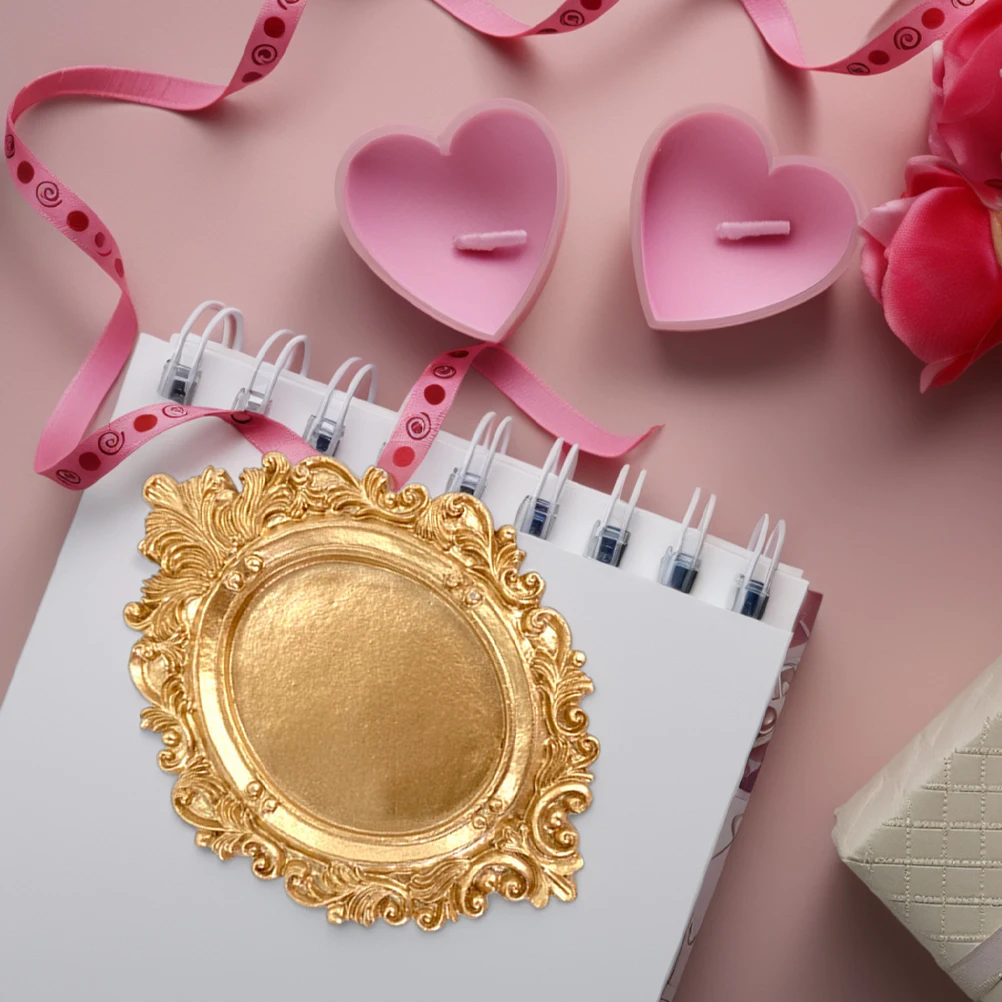 

4 Pcs European Style Photo Frame Jewelry Tray Vanity Decor Golden Resin Baroque Serving Plate Trinket Frame Dresser Ring Holder