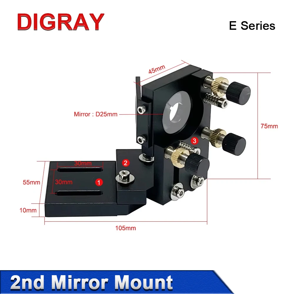 digray-e-シリーズ-co2-ブラック-2nd-レーザーマウントレンズ-25mm-レンズ一体型ブラケット-レーザー彫刻および切断機用