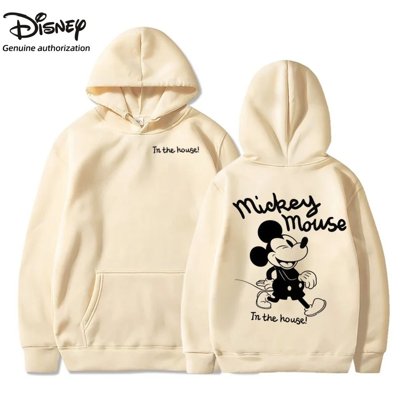 2025 Nuovo Disney - Pile con licenza - Felpa con cappuccio foderata per l'autunno inverno - Stampa Topolino, vestibilità ampia, manica lunga con cappuccio