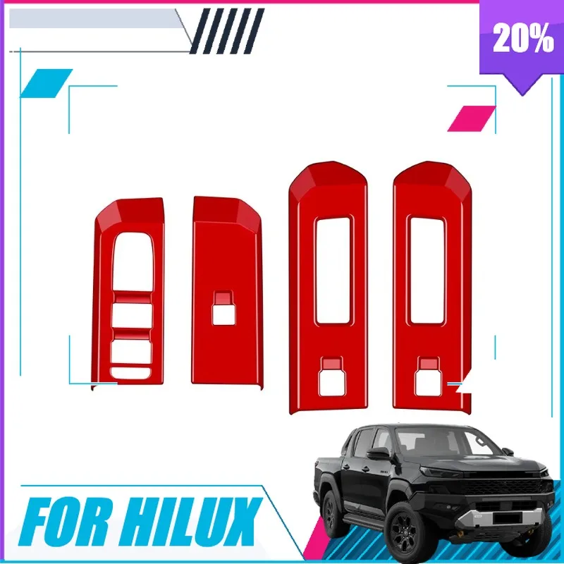BOMP RHD For toyota HILUX 2026 2027Car ABS Carbon Fiber Window Glass Lift Button Switch Cover Trim Interior Accessories