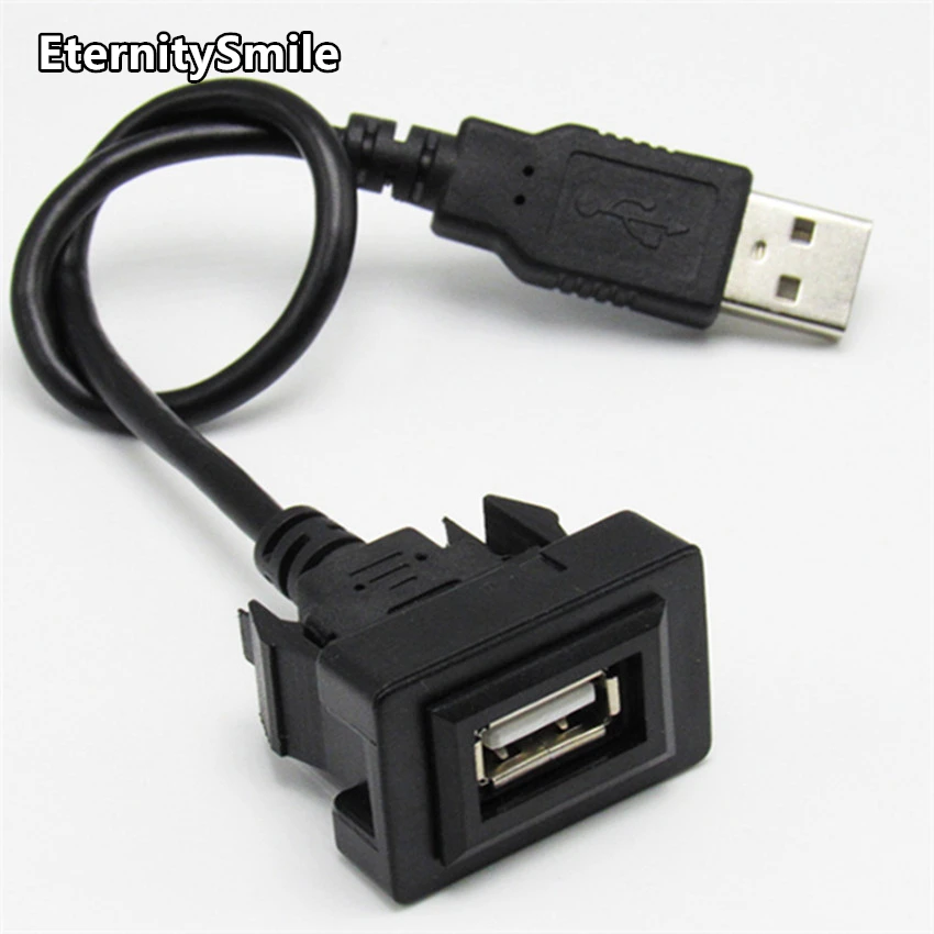 Wholesale Black Single USB 2.0 Male to Female Panel Mount Dash Mount Flush Mount Extension Cable For Toyota VIGO Car