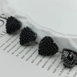 17*18MM Fashion Beaded Heart Metal Shank Buttons For Clothing Cute Love Decor Beautiful Button Of Sweater Sewing Accessories DIY