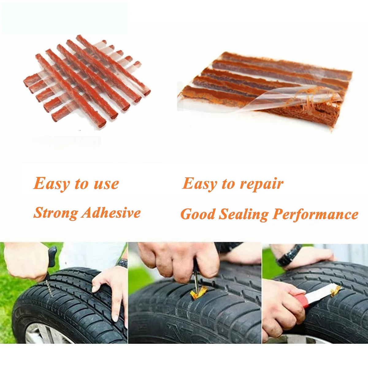 5/10/25PCS Car Tire Repair Rubber Strip Universal Puncture Recovery Seal Strip Tubeless Tyre Repair Accessories
