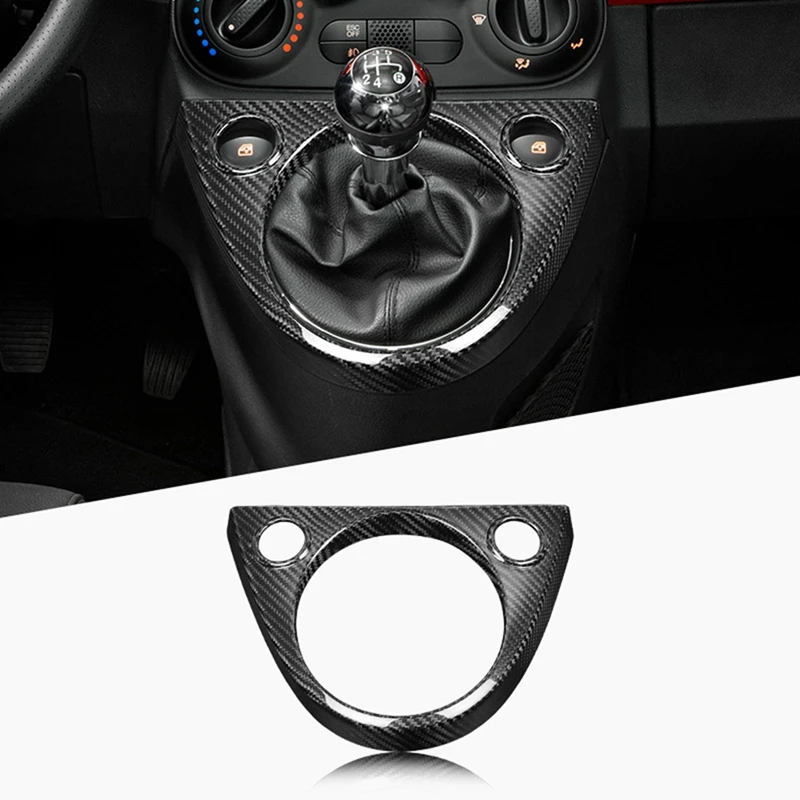 Real Carbon Fiber For Fiat 500 2011-2023 For Abarth 595 695 2016-2023 Manual Gear Shift Cover Gear Shift Frame Sticker