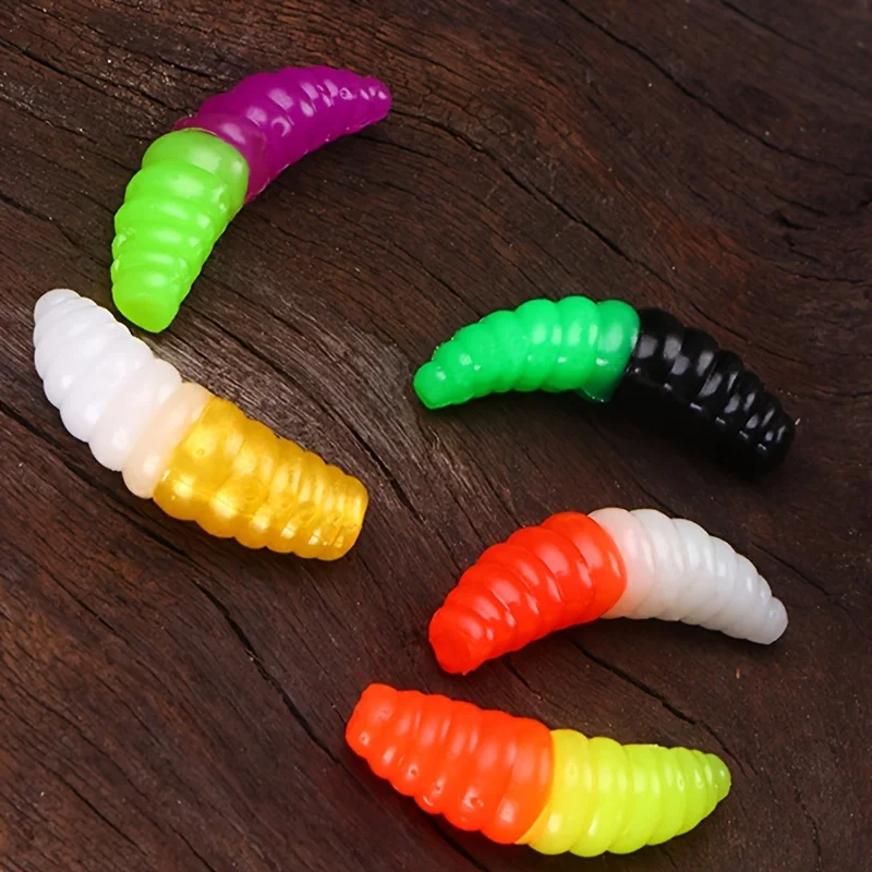 20 Stück Große 3,5cm/1,4g PVC-Wurm-Angelköder Realistische Würmer mit Schwanz für Salz- und Süßwasser – Detail 2