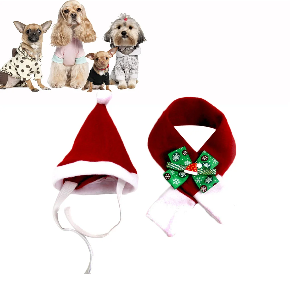 

Holiday Pet Costume Dog Cat Christmas Hat Scarf Warm Stylish Winter Outfit for Small Pets S Dog Christmas Costume