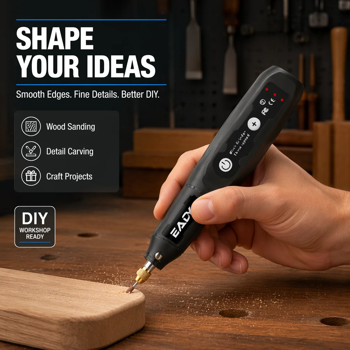 EADY 3.7V 3-Speed USB Rechargeable Cordless Rotary Tool – Mini Drill & Engraving Pen for Jewelry, Metal, DIY Craft view 3