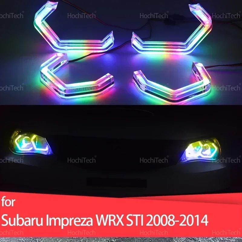 For Subaru Impreza WRX STI 2008-2014 RGB M4 Style App Control with Turn Signal Dynamic LED Angel Eyes Ring Lamp DRL