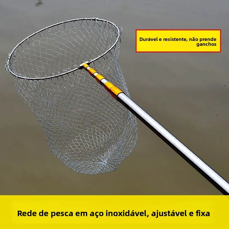 ステンレス鋼製釣りネットポール-26メートル格納式ロッド-魚捕獲用コンプリートセット-アルミニウム合金製滑り止めデザイン-キャンプや旅行に最適