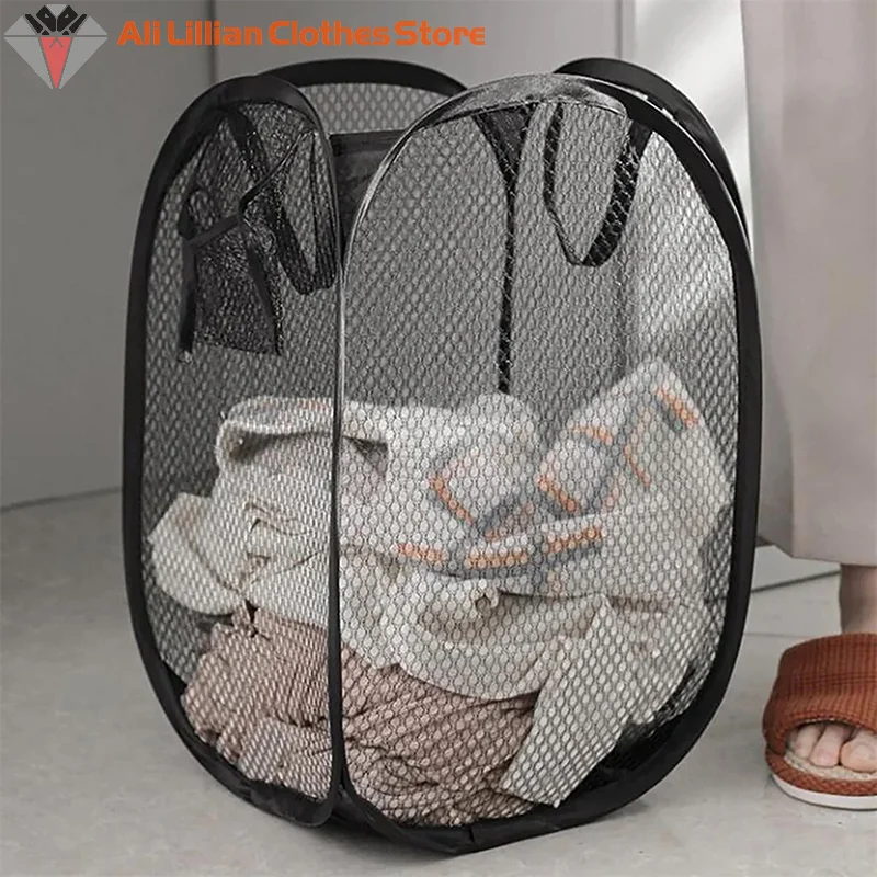 Falten schmutzige Kleidung Wäsche Sortier korb Bad Mesh Aufbewahrung tasche Rahmen Eimer Wäsche Veranstalter Aufbewahrung beutel