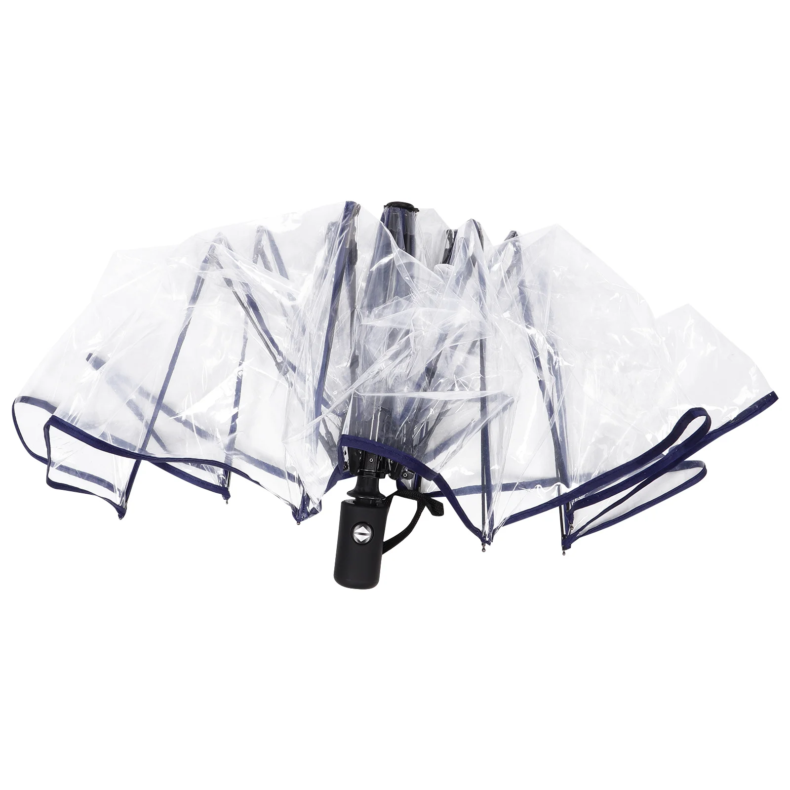 

Fully Automatic Triple Folding Transparent Umbrella Premium Material Waterproof Coating Quick Dry Compact Design for Rainy Sunny