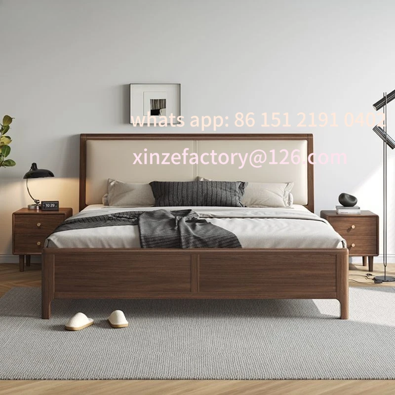 

Customizable Walnut bedroom modern simple queen room home Nordic double bed