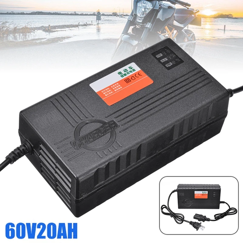 60V 20AH Motorcycle Battery Charger 6 LED Display For Scooter Wheel Lead Acid Battery Electric Bicycle Accessories