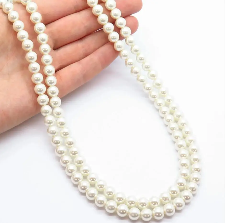 Hand knotted, sturdy Top Grading AAAA+++ 5-6mm Bryant Long Faux Pearl Beaded Necklace 40cm 45cm 50cm 55cm 60cm 70cm 90cm 110cm