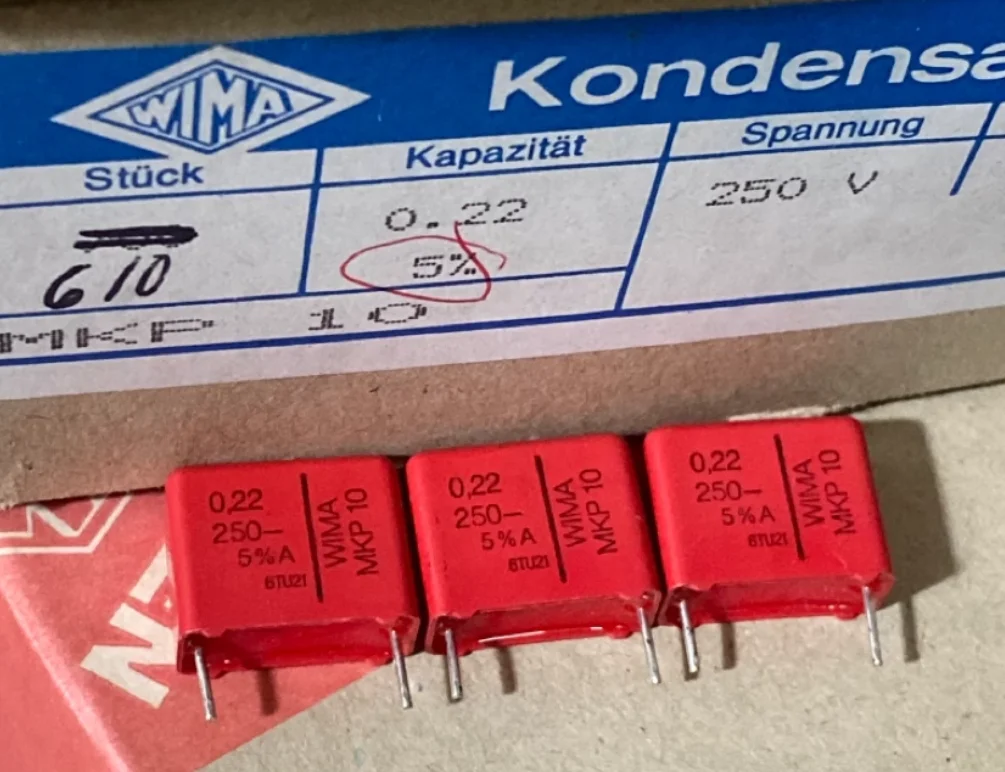 

20pcs/lot original German WIMA MKP10 0.22UF 250V 7X14X18MM P:15mm Audio film capacitors free shipping