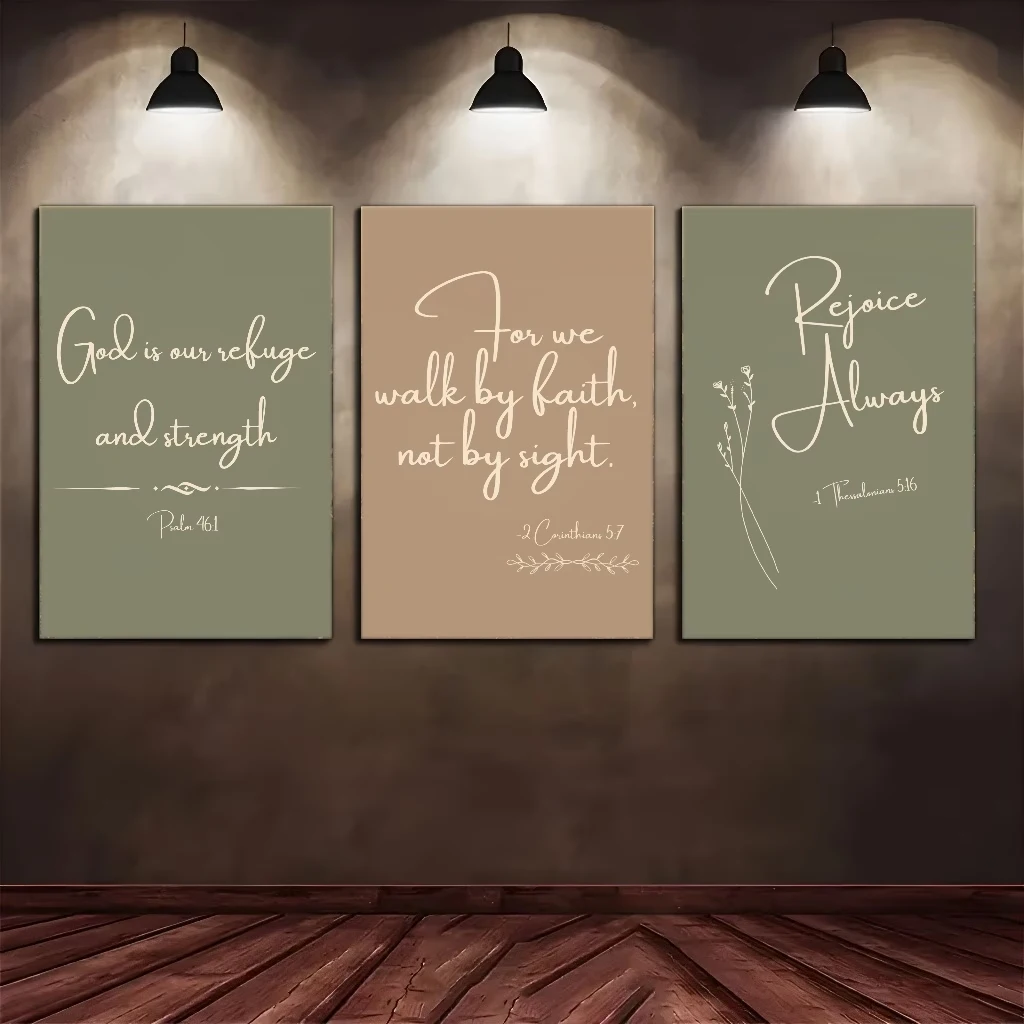 3pcs frameless Canvas Painting 3pcs Modern Christian With Inspirational Verse Quotes Wall Art Print Canvas Painting Poster Pictu