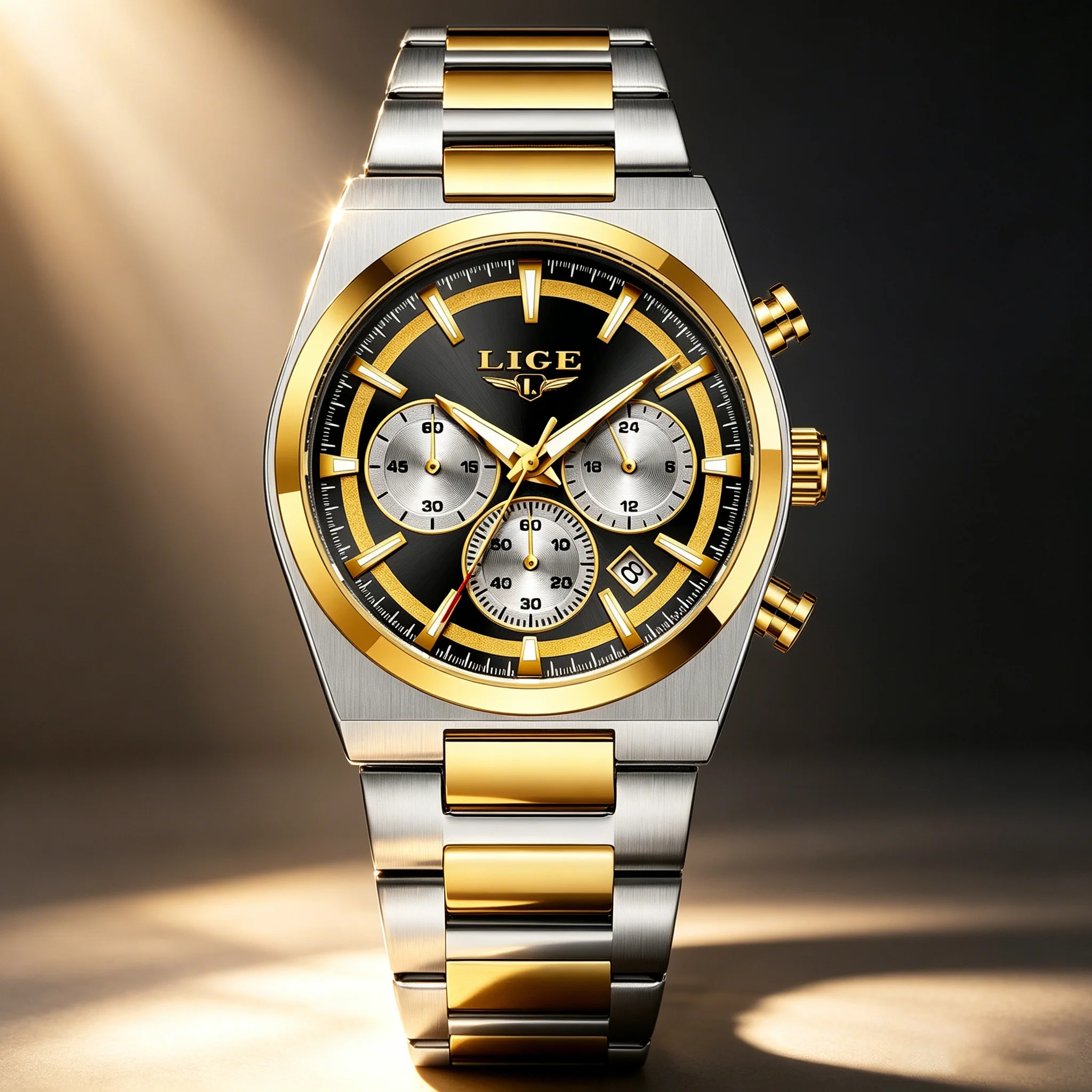 

LIGE Chronograph Man Watch Fashion Business Quartz Wristwatches Waterproof Stainless Steel Luminous Auto Date Mens Watches