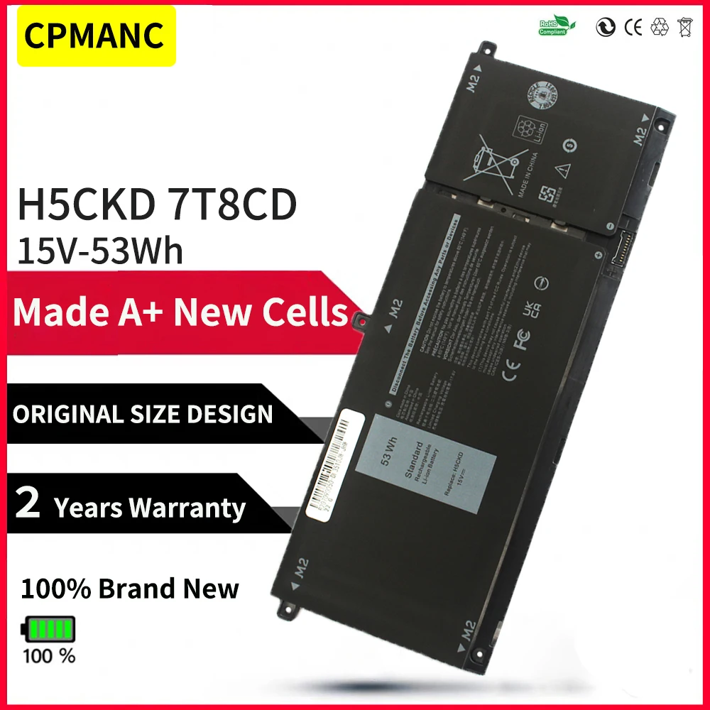 

Новый аккумулятор CPMANC H5CKD для Dell inspiron 15 5501 7300 7506 для Latitude 15 3510 3120 9077G TXD03 7T8CD 15 В 53 Втч