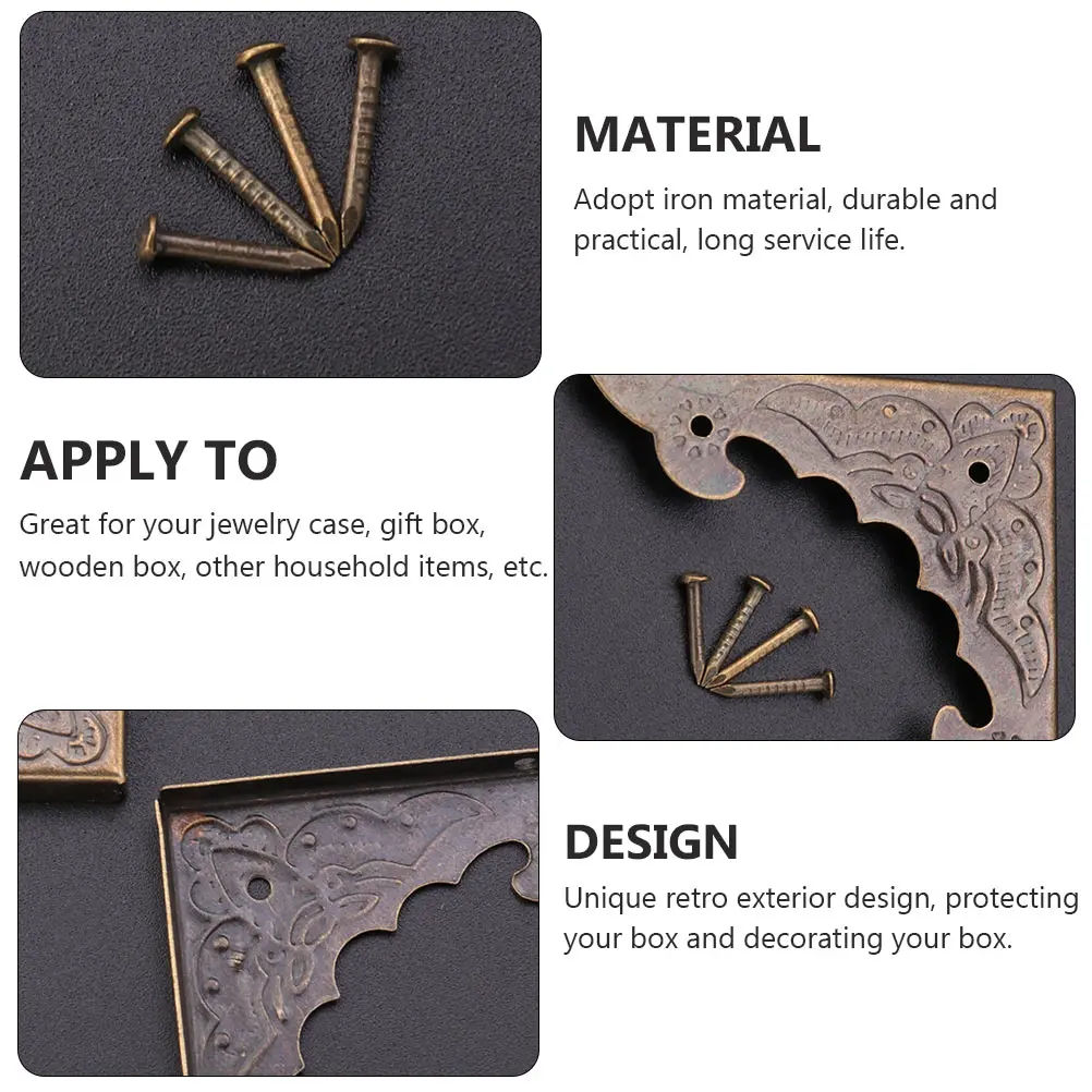 24pcs Set Jewelry Box Corner Guard Durable Iron Material Resistant Environmental Protection Furniture Box Accessories