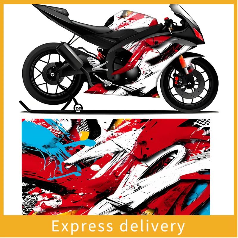 

2Pc motorcycle sticker, abstract art pattern motorcycle sticker 2D flat pattern, suitable for most motorcycle body decoration