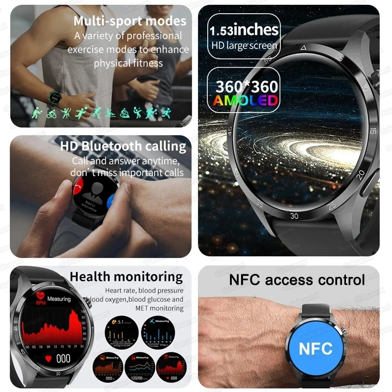 2024 neue Für HUAWEI Uhr GT5 Pro Sport Smart Armband Männer NFC GPS Trackr Kompass 1,53 \