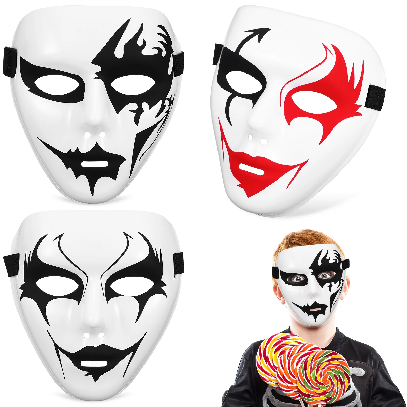 

3 Pcs Apparel Pvc Mask Hip-hop Festival Scary Decorate Prank Cosplay Masks Halloween Plastic Party Man