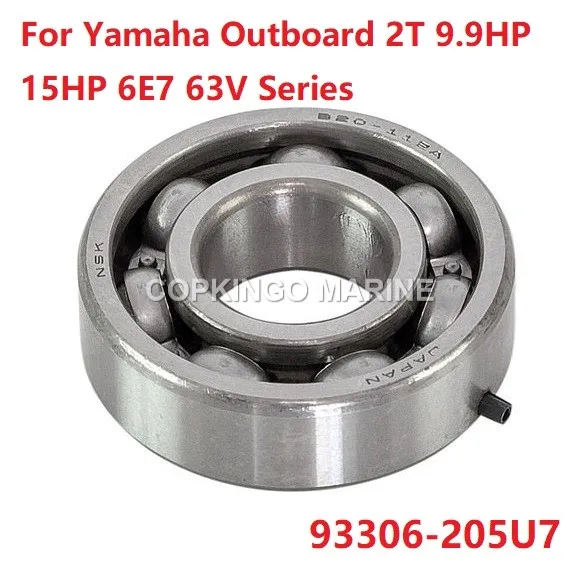 Boat Crankshaft Bearing 93306-205U7 For Yamaha Outboard 2T 9.9HP 15HP 6E7 63V series