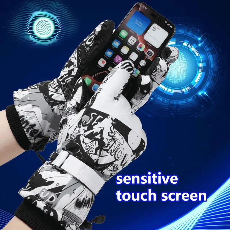 ZHUOHUA الكبار الشتاء الدافئ قفازات التزلج مقاوم للماء سميكة الصوف على الجليد قفازات الحرارية دراجة نارية قفازات ركوب الدراجات الرجال النساء #3