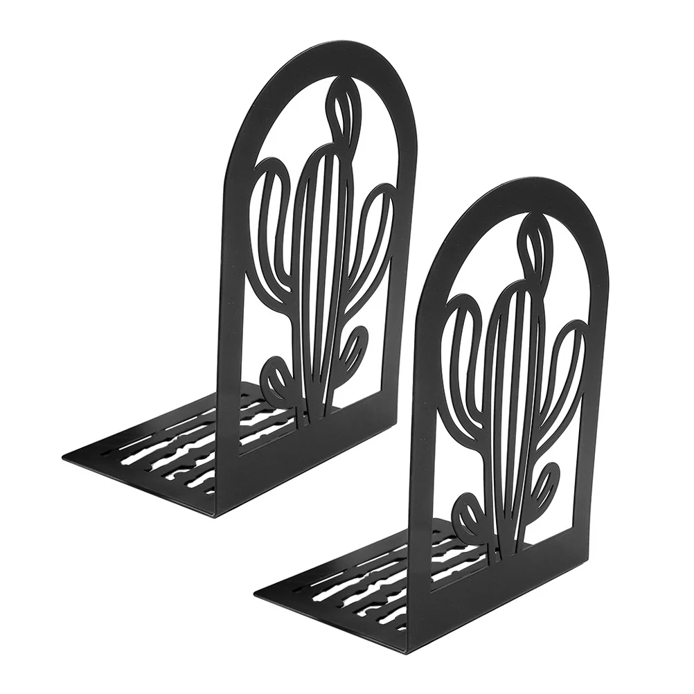 

2Pcs Decorative Cactus Bookends Metal Book Holder for Shelves Iron Book Organizer Multi-Function Bookend for Desk Shelf Study