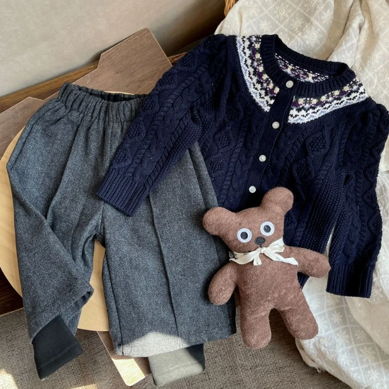 Mädchen-Wollmischung-Winter-Vintage-Strickjacke, Kinder-Strickwaren für Herbst und Winter, Baby-Oberteil – Detail 3