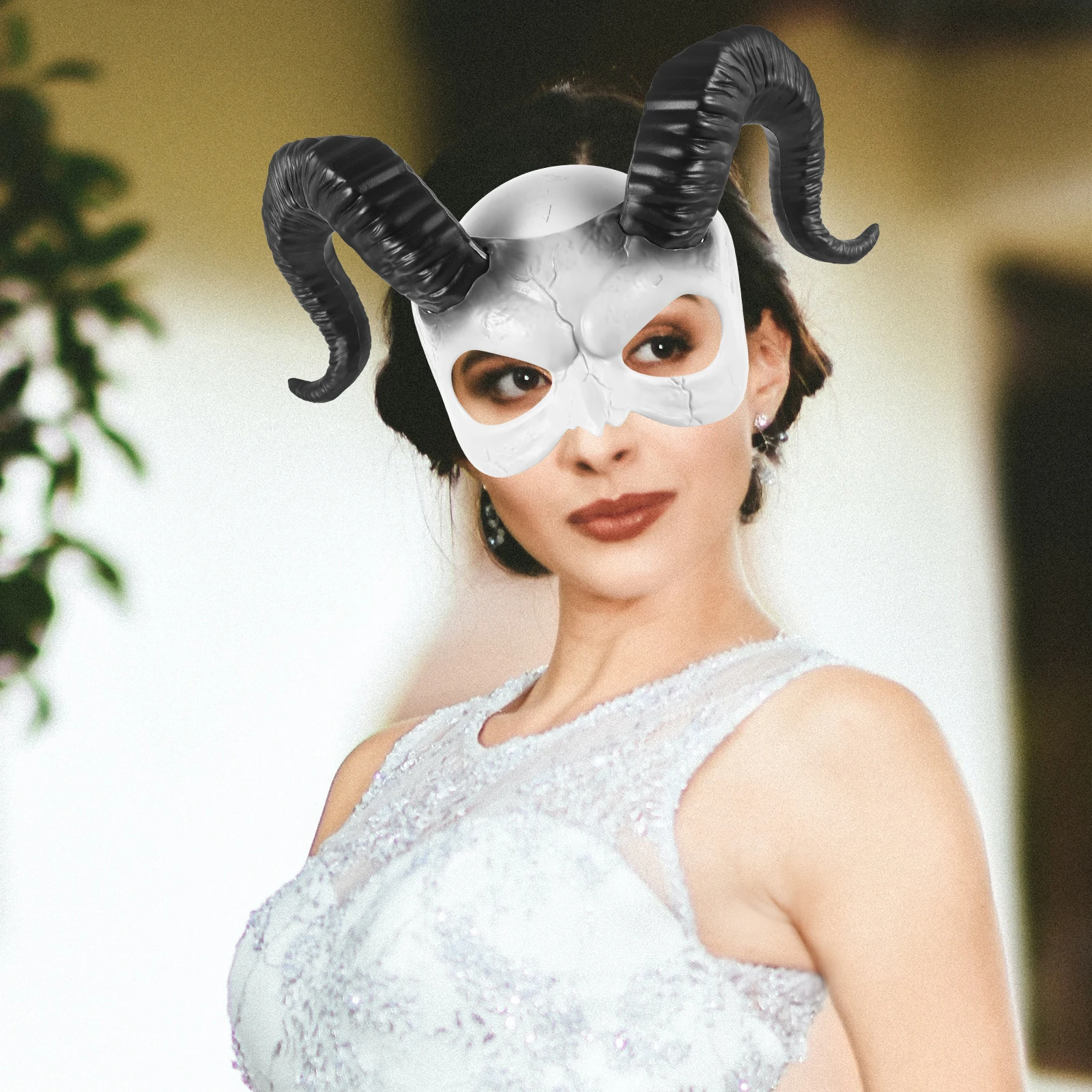 

Halloween Party Prop Sheep Horn Mask Scary Masquerade Plastic Cosplay Decorative Ornament Photo Props Elegant Charming