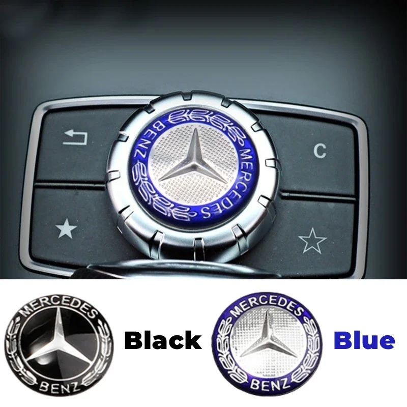 1pc 29mm Aluminum Car Multimedia Knob Badge Stickers for Mercedes Benz W124 W140 W163 W202 W203 W204 W205 CLA CLK CLS GLA GLC