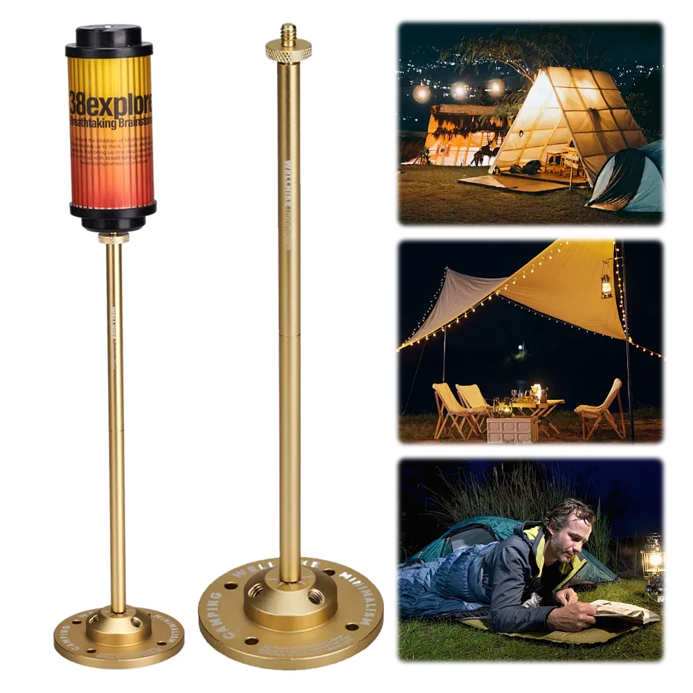 أضواء التخييم دعم سبائك الألومنيوم سطح المكتب ضوء حامل 1/4In تمديد القطب مصابيح خارجية حامل دعم للتخييم في الهواء الطلق