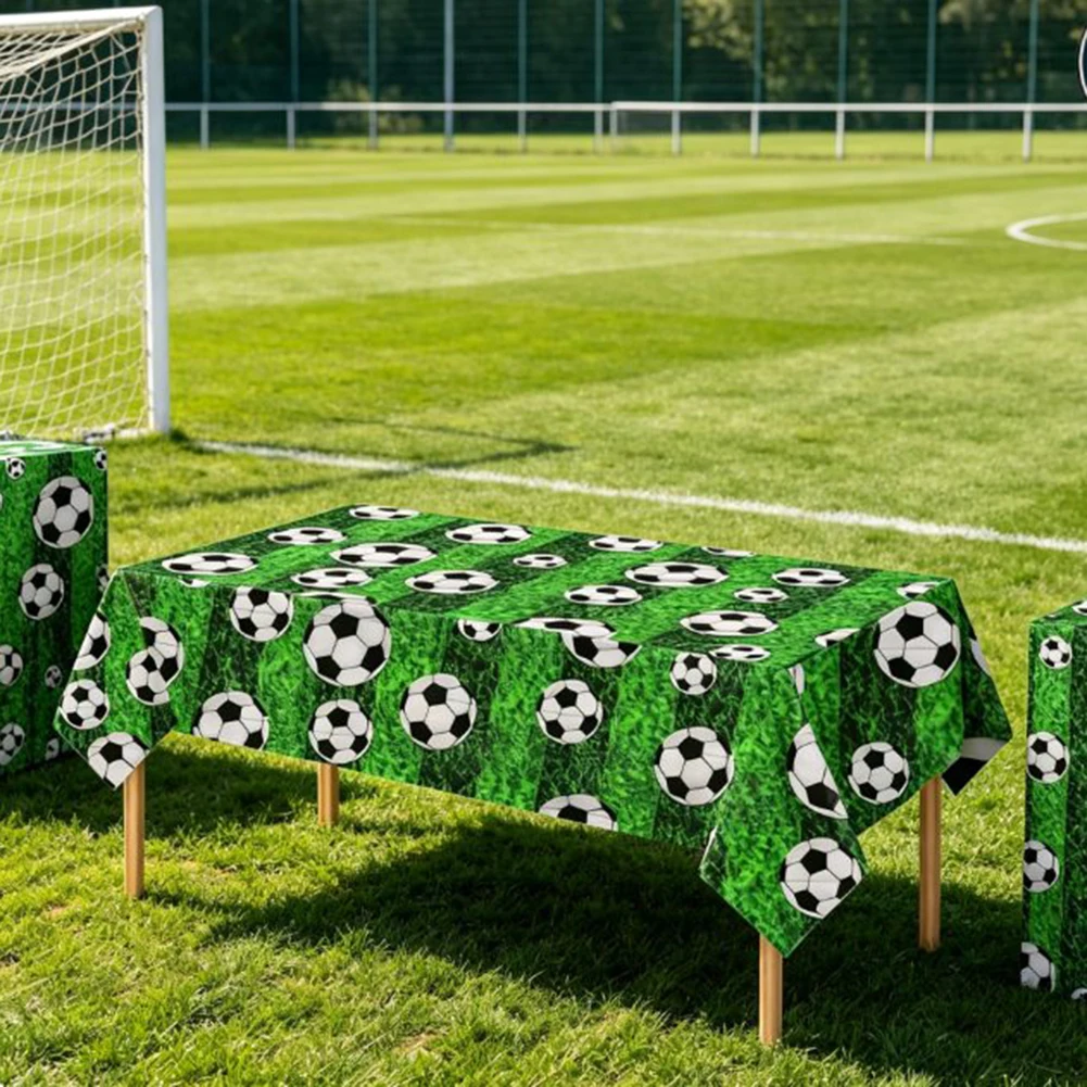 Party Decoration Football Tablecloth Party Table Cover 274*173 Cm Spill Resistant Disposable PE Vibrant Football Print