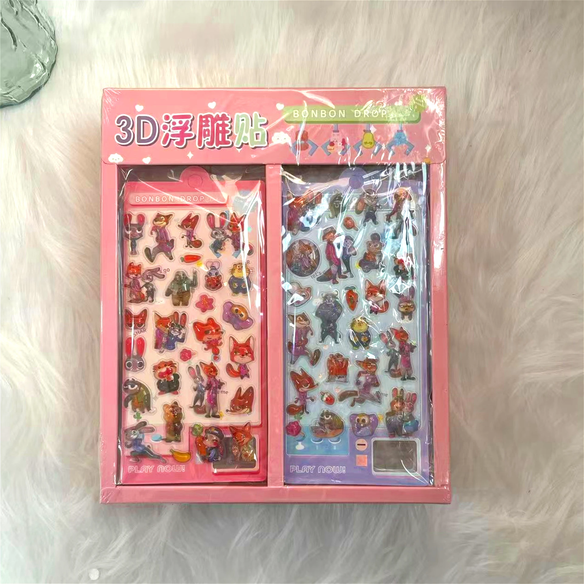 Zootopia Adesivi in cristallo stereoscopico con cartoni animati 3D in rilievo - Adesivi decorativi per cancelleria per bambini