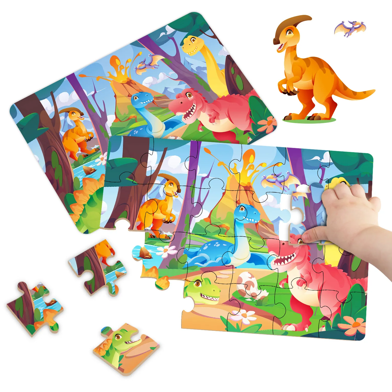 Nieuwe kinderen puzzel 3-6 jaar oud vroeg onderwijs educatief tafelblad speelgoed diy cartoon dier dinosaurus oceaan scène papier