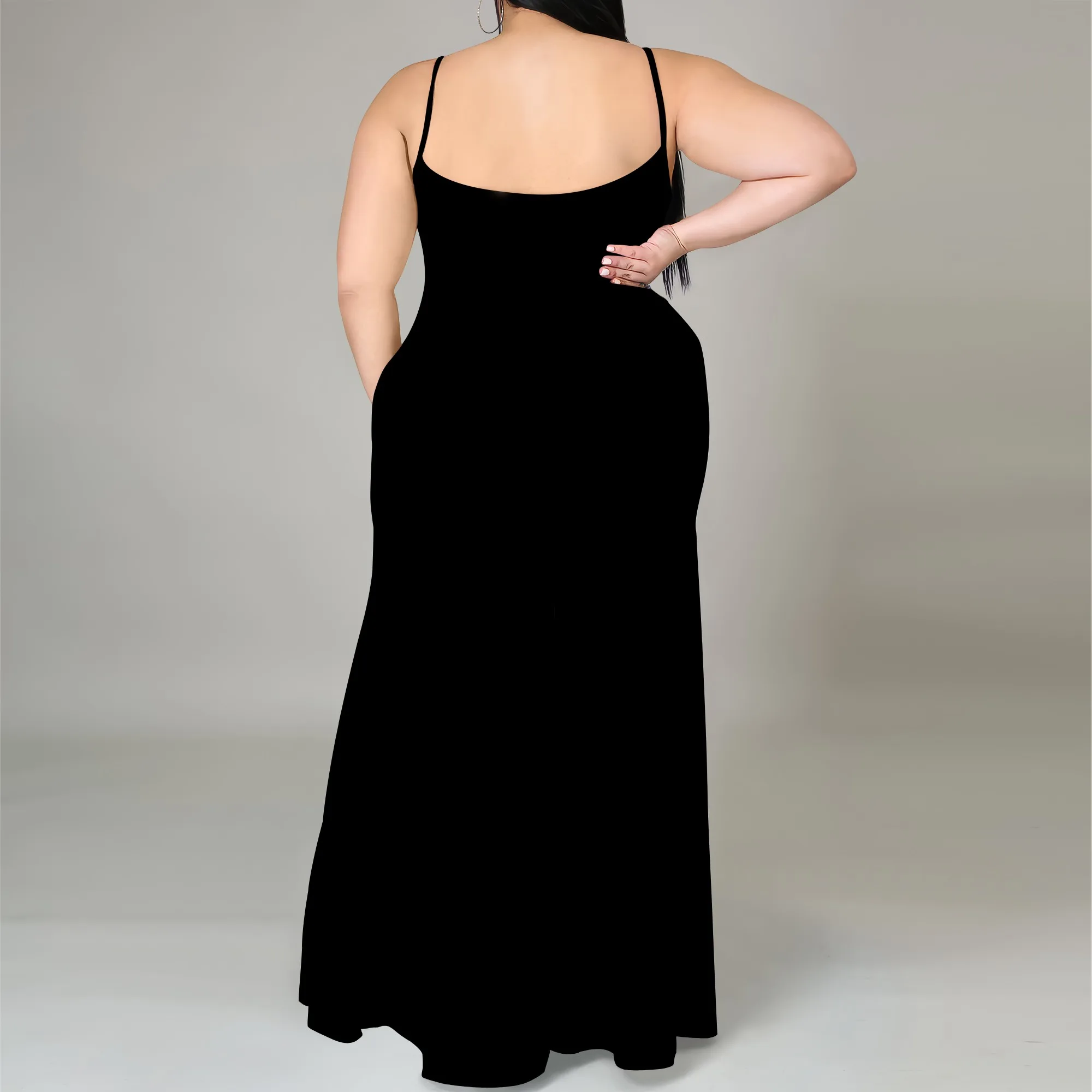 Abito da donna con bretelle senza maniche taglie forti Abito lungo da vacanza al mare con stampa grafica estiva con spacco sexy