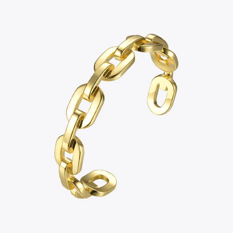 Enfashion Pure Form Medium Link Chain Cuff Bracelets & Bangles For Women Gold Color Fashion Jewelry Jewellery Pulseiras BF182033