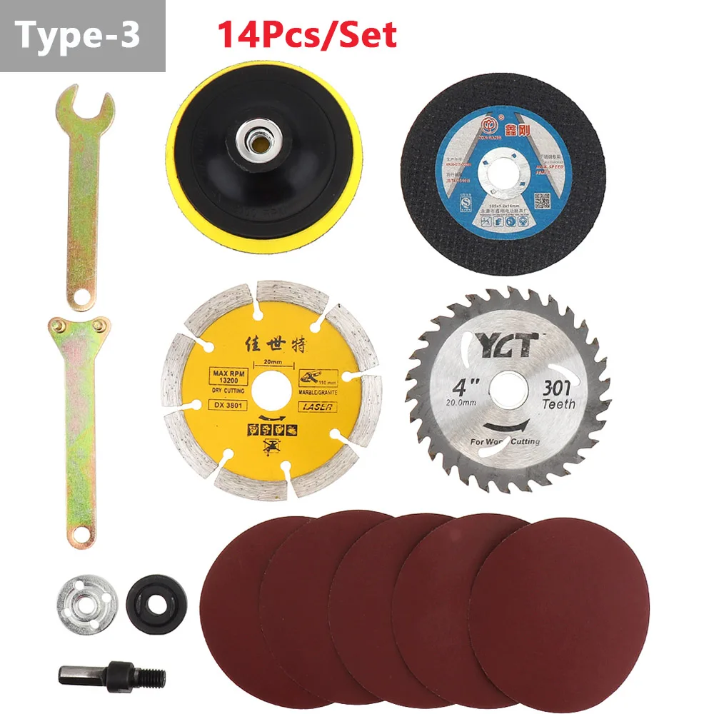 4-21pcs accessori per la conversione del trapano elettrico Set di strumenti lame da taglio per smerigliatrice angolare mola per la lucidatura del metallo del legno