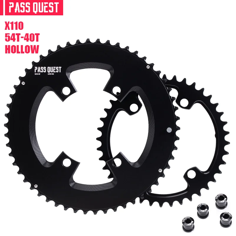pass questチェーンリング 53T-39T PASS QUEST 110BCD Double Chainring 4-Bolt 46-33T/48-35T/50-34T/52