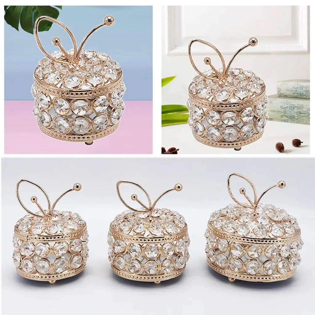 Crystal Jewelry Box Sparkly Trinket Organizer Earrings Rings Box Treasure