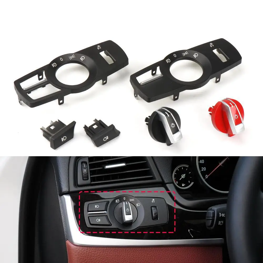 

Car Front Headlight Switch Rotation Button Panel For BMW 5 7 Series F10 F07 F02 Headlight Lamp Switch Control Knob Button Cover