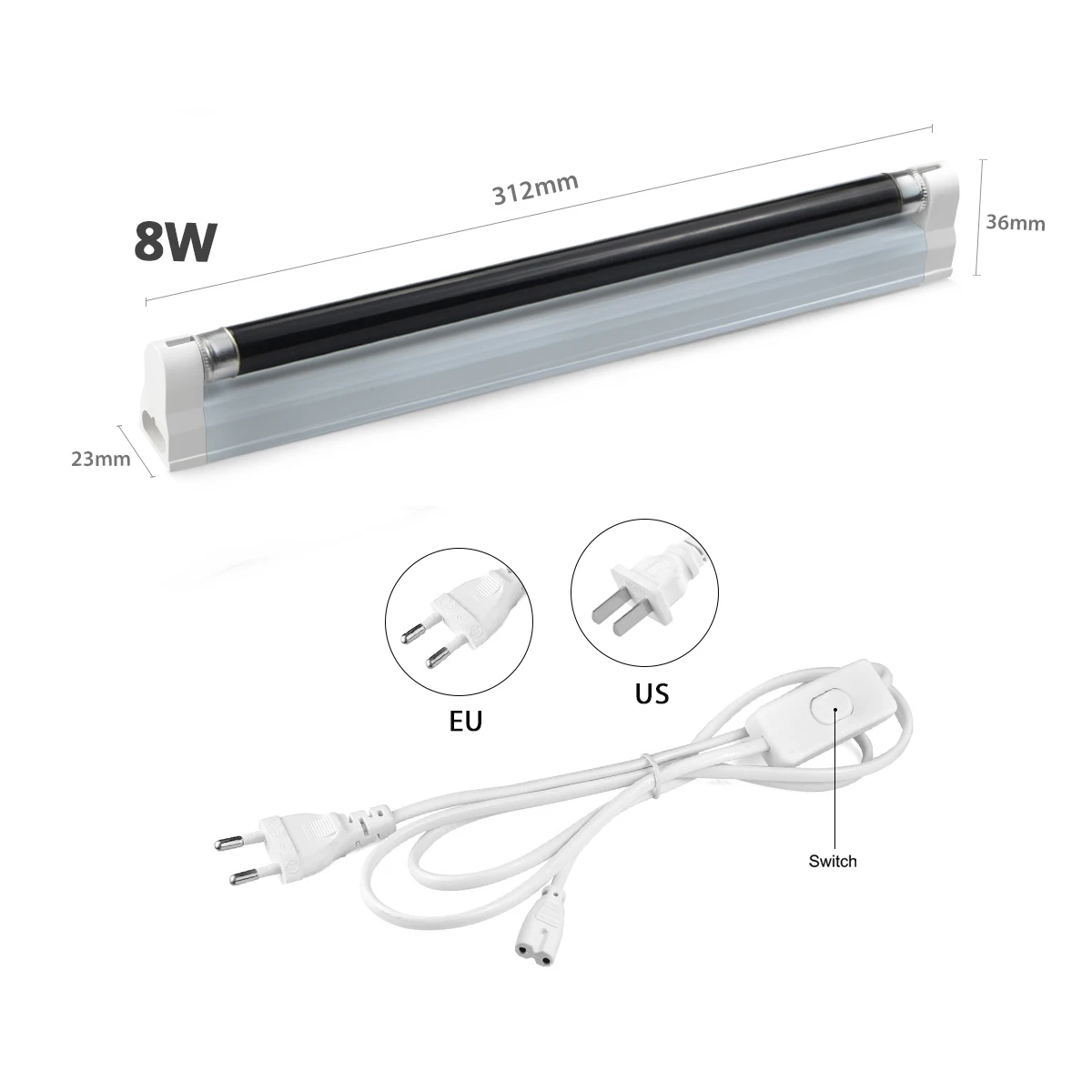 1-5pcs T5 Tube UV Fluorescent Lamp 220V Black BLB Light Blue 365nm Ultraviolet Money Detection Stage Decor 8W