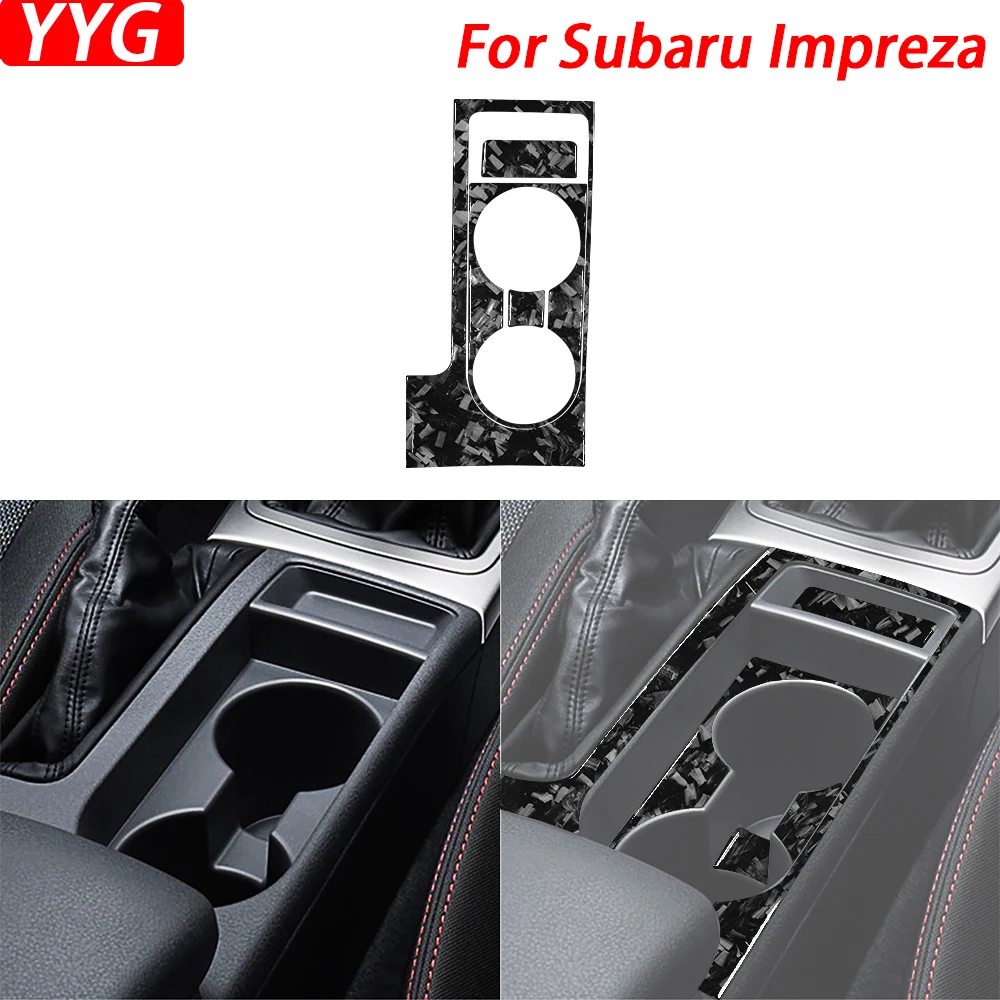 For Subaru Impreza 2009-2011 Forged Carbon Fiber Water Cup Holder Panel Set Cover Car Interior Decoration Accessories Sticker