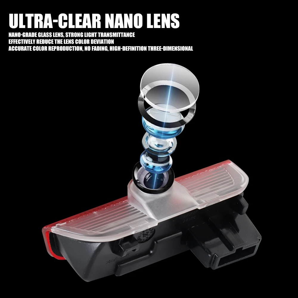 2PCS Original Led Car Door Welcome Lamp Laser Projector Logo Night Light For Volkswagen R Tiguan TOURAN Golf Passat B8 CC Rline - view 5