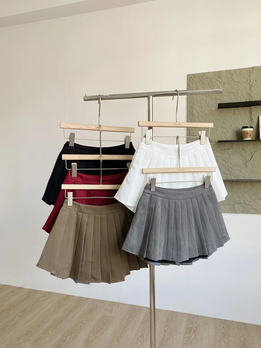 

Spring Summer 2025 High Waist Pure Color Anti-Light Casual Versatile Pleated Skirt Commute Sle Polyester Fiber