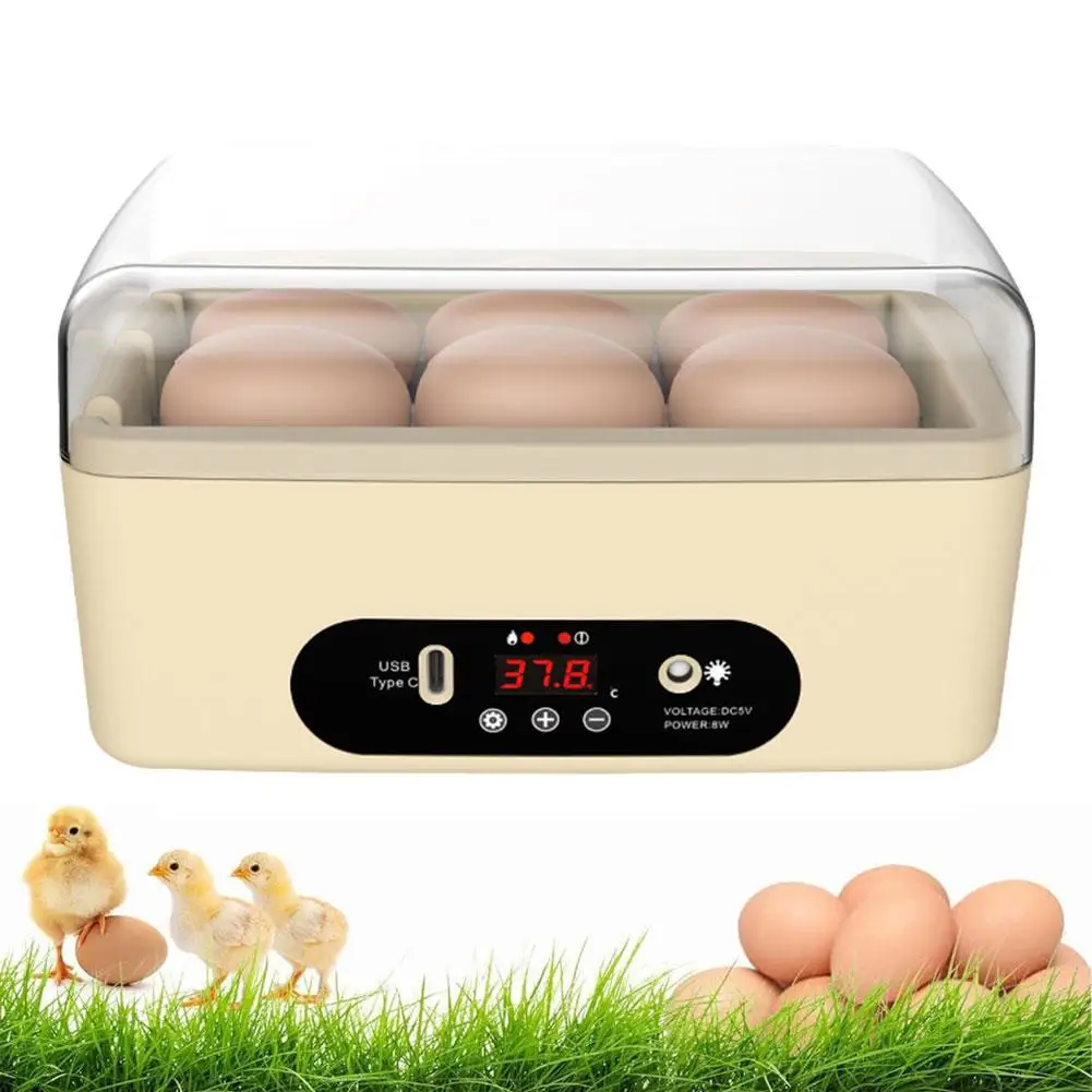 

6 Eggs Incubator Automatic Intelligent Egg Hatcher Machine Digital Poultry Temperature Control Breeder For Chicken Birds Du A3N3