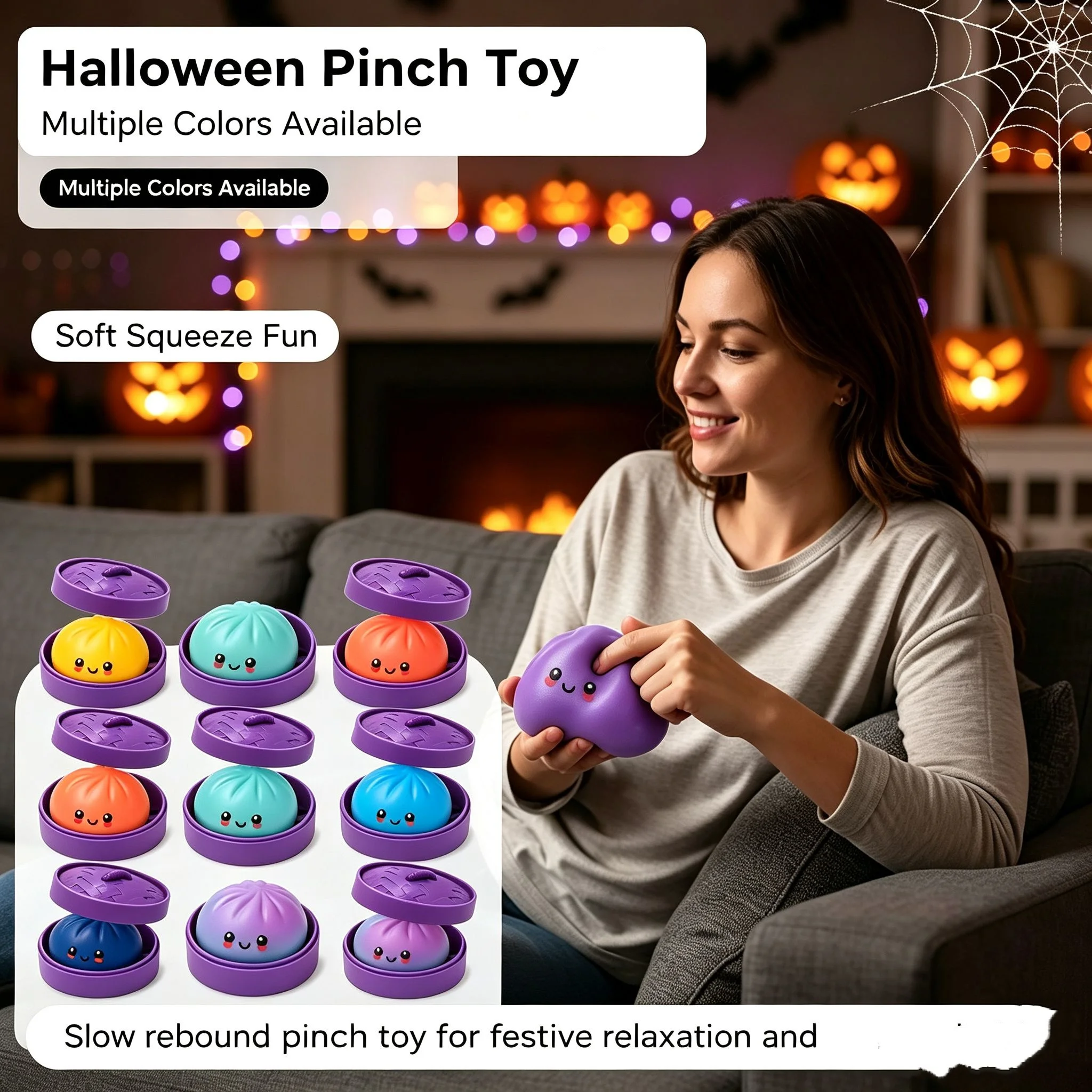Glitter Soft Halloween Ghost Squeeze Toy Slow Rebound Squeezable Non-Toxic Toy for Trick or Treat Giveaways