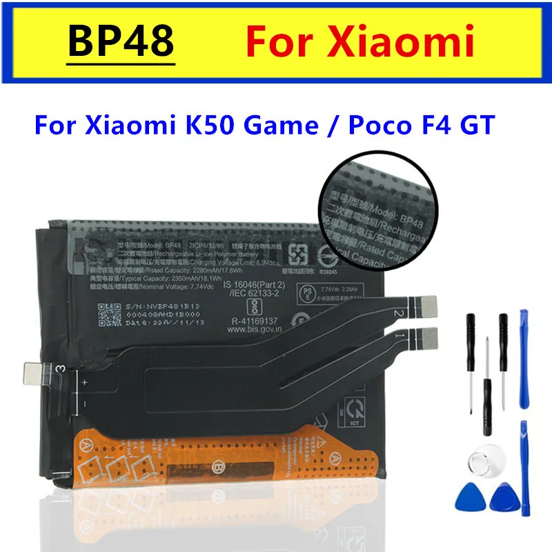 Original Battery BP48 For Xiaomi K50 Game / Poco F4 GT Battery Batteries 2350X2 mAh + Free Tools